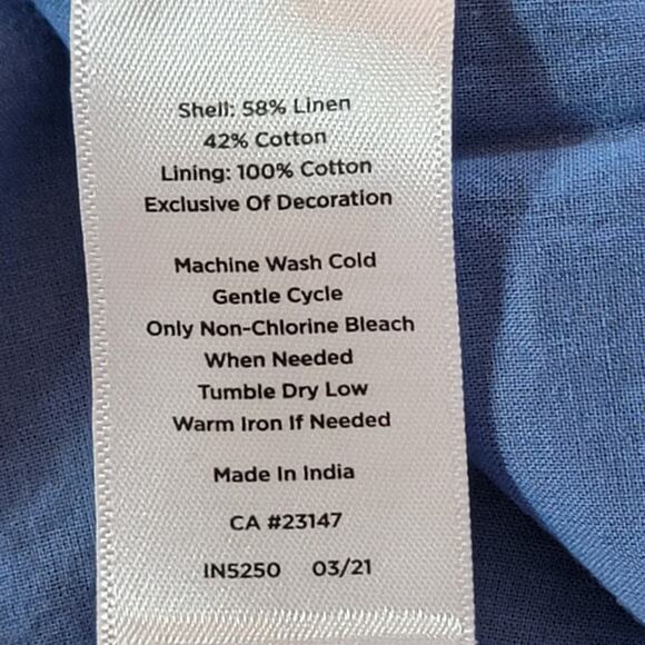 Talbots Blue Chambray Linen Cotton Floral Embroidered Skirt Size 10P - Picture 7 of 8